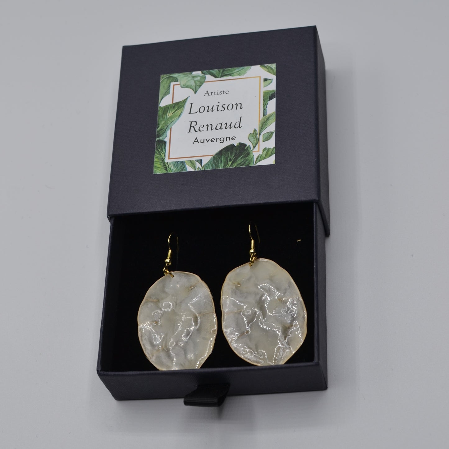 boite - boucles oreilles - monnaie du pape naturelle N°1