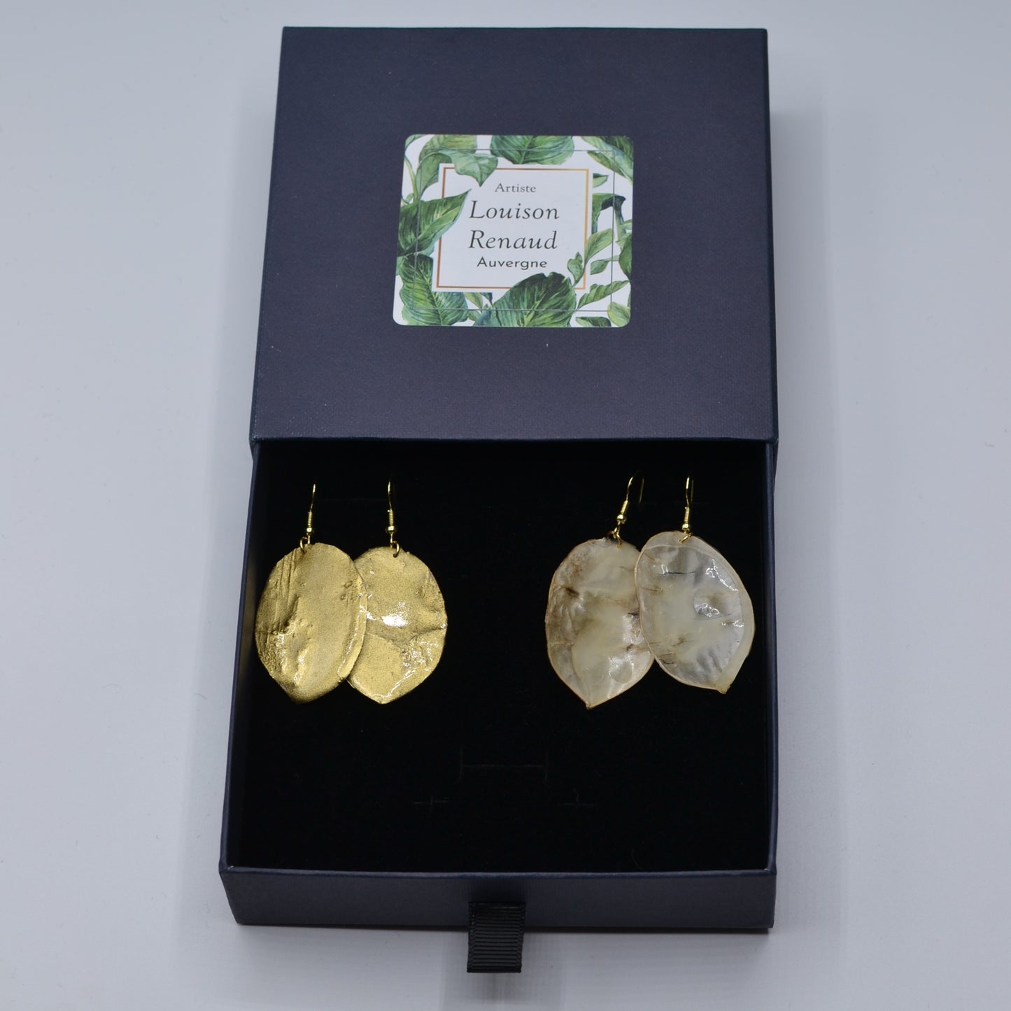 Coffret - boucles oreilles - monnaie du pape - or - naturelle - N°1