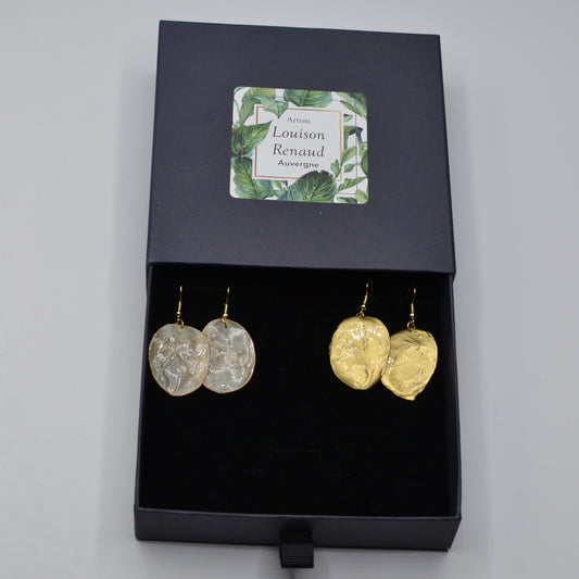 Coffret - boucles oreilles - monnaie du pape - or - naturelle - N°2