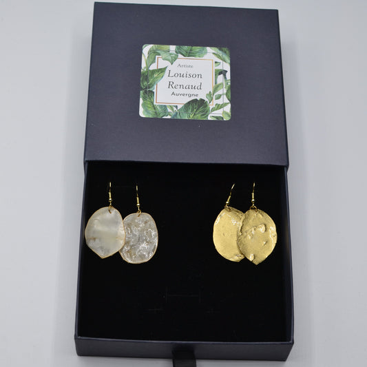 Coffret - boucles oreilles - monnaie du pape - or - naturelle - N°3