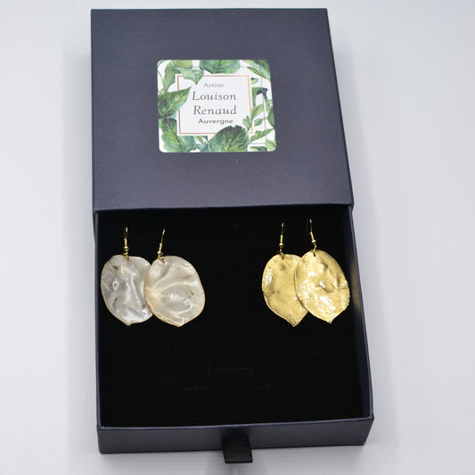 Coffret - boucles oreilles - monnaie du pape - or - naturelle - N°4