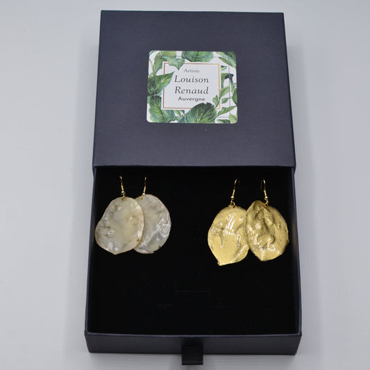 Coffret - boucles oreilles - monnaie du pape - or - naturelle - N°5